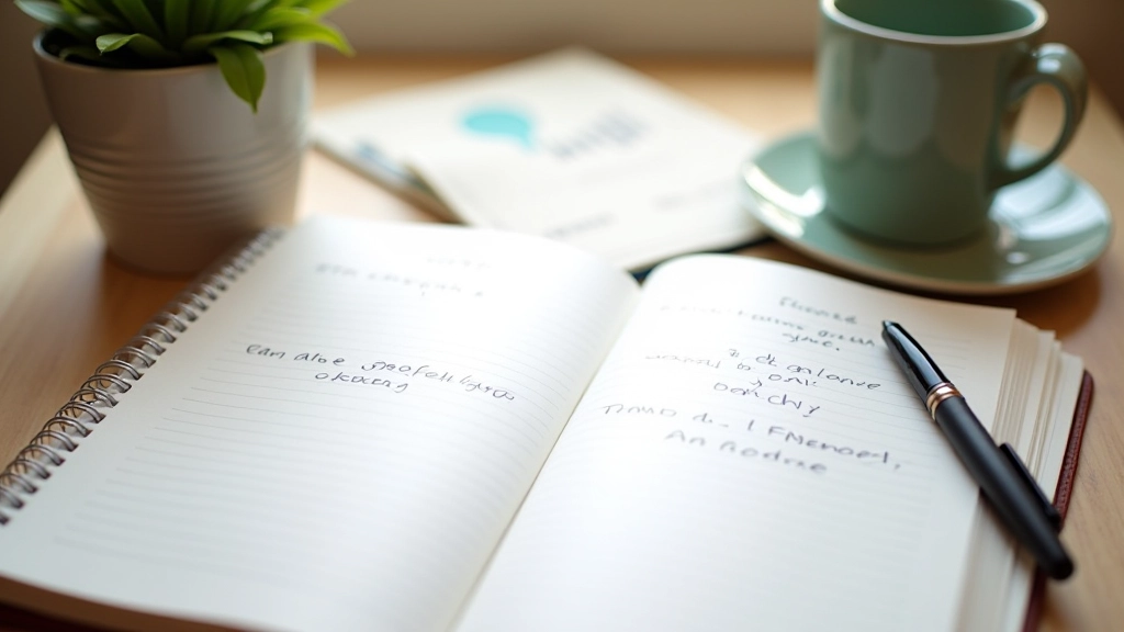 Notebook with handwritten long-term financial goals and milestone timeline