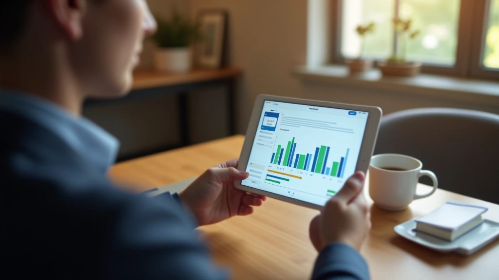 Financial progress tracker spreadsheet on tablet with monthly savings data